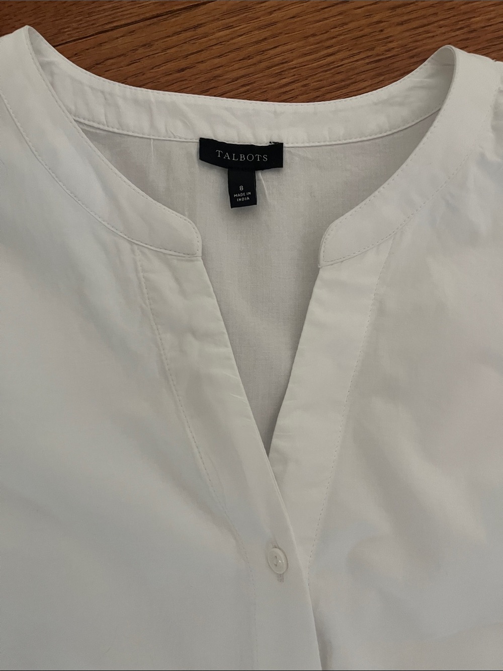 Talbots White V-Neck 3/4 Sleeve Eyelet Trim Belted Midi Shirt Dress, Women's 8 - Picture 4 of 9